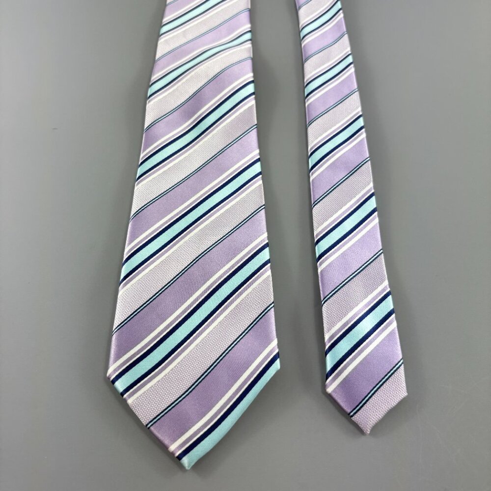 Saddlebred Purple / Lt. Blue Striped Men's Tie 3 1/2" x 60"